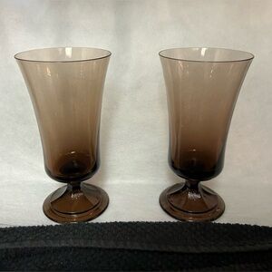 2 Fostoria, “Misty Brown” iced tea / wine / water glasses. 6.75”